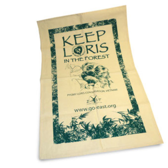 Keep loris in the forest tea towel